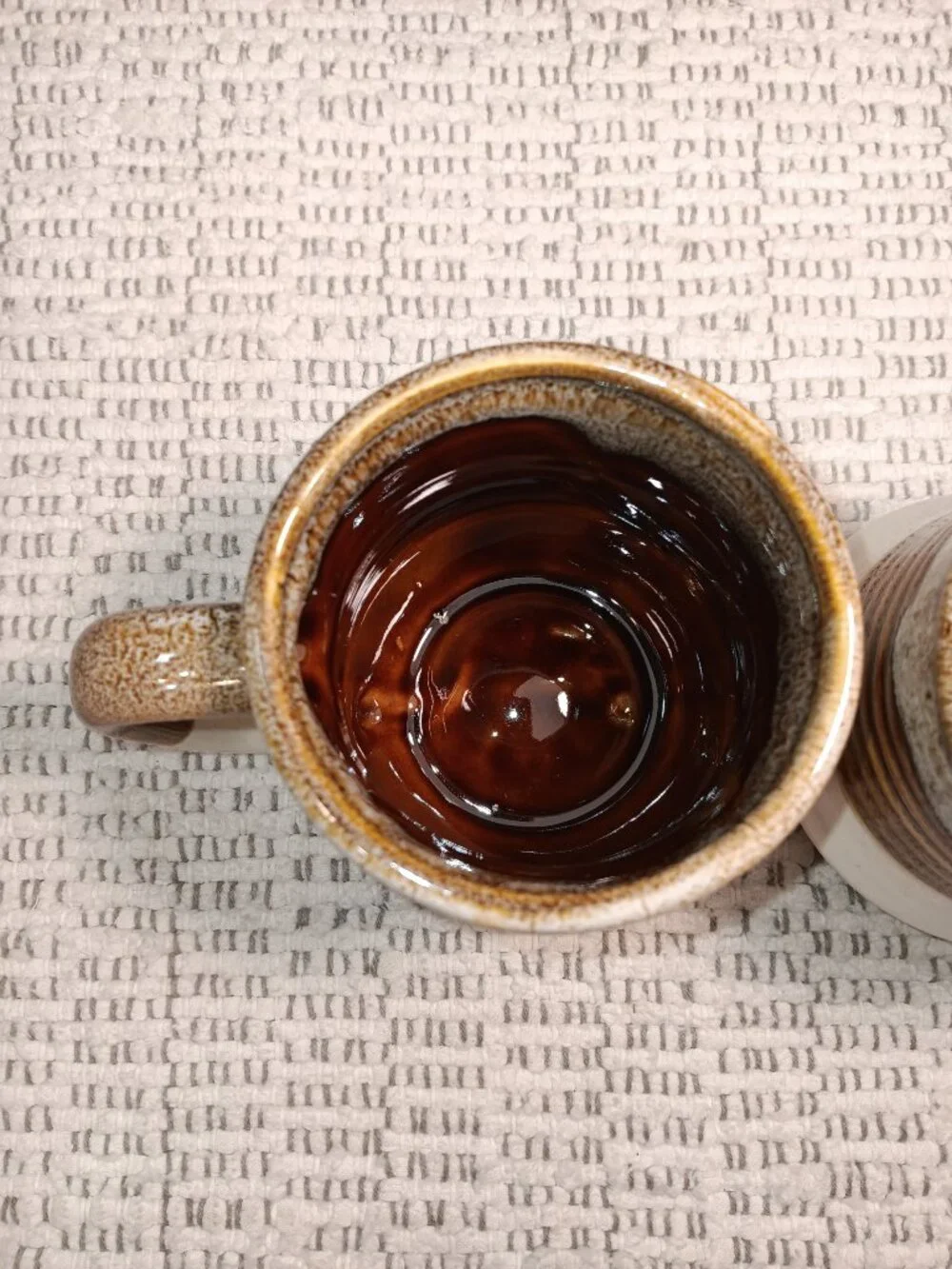 Vintage 1970’s Set of Two Brown Stoneware Drip Glaze 10 oz Mugs Made in Taiwan